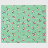 Christmas Elf Jester Cat Mint Green Cadeaupapier (Vlak)