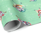 Christmas Elf Jester Cat Mint Green Cadeaupapier (Rol Hoek)