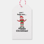 Christmas Elf Kan ik u helpen Happy Christmas Elf Cadeaulabel (Achterkant)