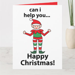 Christmas Elf Kan ik u helpen Happy Christmas Elf Kaart
