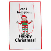 Christmas Elf Kan ik u helpen Happy Christmas Elf Medium Cadeauzakje (Achterkant)