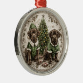 Christmas Elf Labrador Retriever Puppy Metalen Ornament (Rechts)