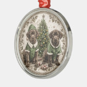 Christmas Elf Labrador Retriever Puppy Metalen Ornament (Links)