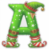 Christmas Elf Letter A Cartoon Character Sticker (Voorkant)