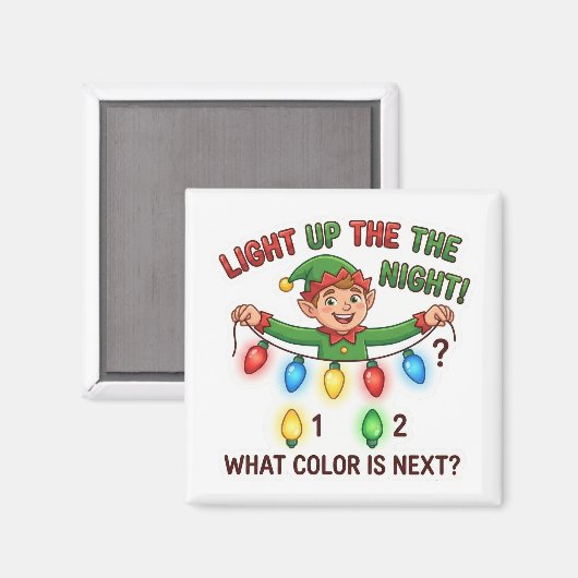 Christmas Elf Lights Pattern Logic Game Magnet (Voorkant / Achterkant)