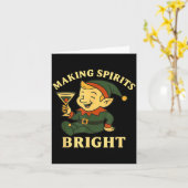 Christmas Elf Martini Funny Alcohol Saying Srits B Kaart (Gele Bloem)
