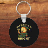 Christmas Elf Martini Funny Alcohol Saying Srits B Sleutelhanger (Voorkant)