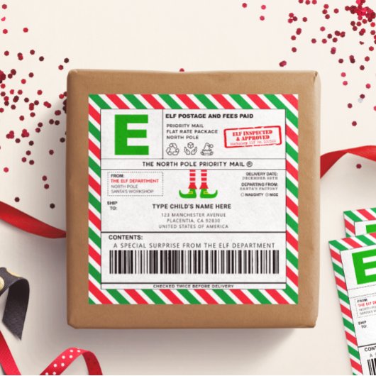 Christmas Elf North Pole Address Shipping Labels