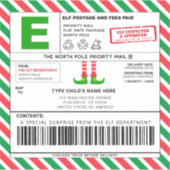 Christmas Elf North Pole Address Shipping Labels (Voorkant)
