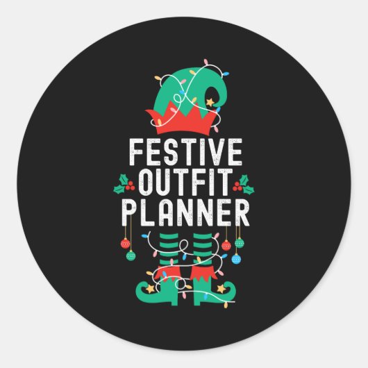 Christmas Elf Office Team Party Family Matching _1 Ronde Sticker (Voorkant)