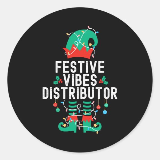 Christmas Elf Office Team Party Family Matching _2 Ronde Sticker (Voorkant)