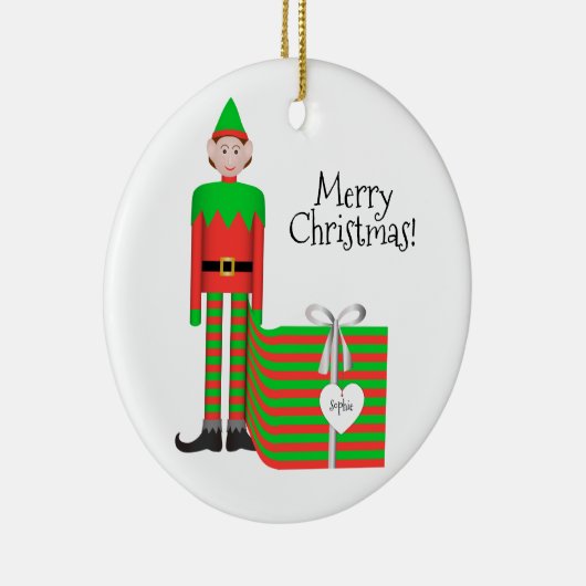Christmas Elf Ornament - Gestreept cadeaupakket (Rechts)
