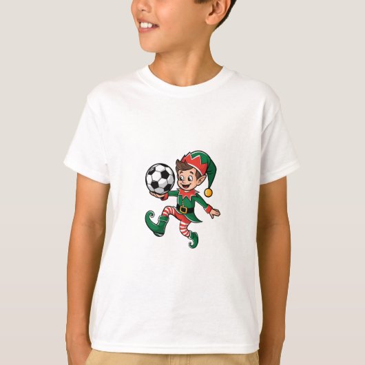 Christmas Elf Playing Soccer T-shirt (Voorkant)