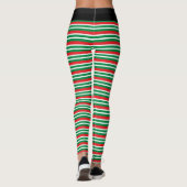 Christmas Elf Red and Green Geometric Stripes Leggings (Achterkant)
