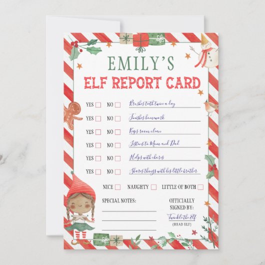 Christmas Elf Report Kaart (Voorkant)
