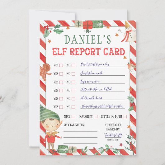 Christmas Elf Report Kaart (Voorkant)