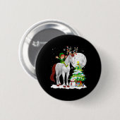 Christmas Elf Riding Reindeer Horse Snowman Xmas T Ronde Button 5,7 Cm (Voorkant /achterkant)