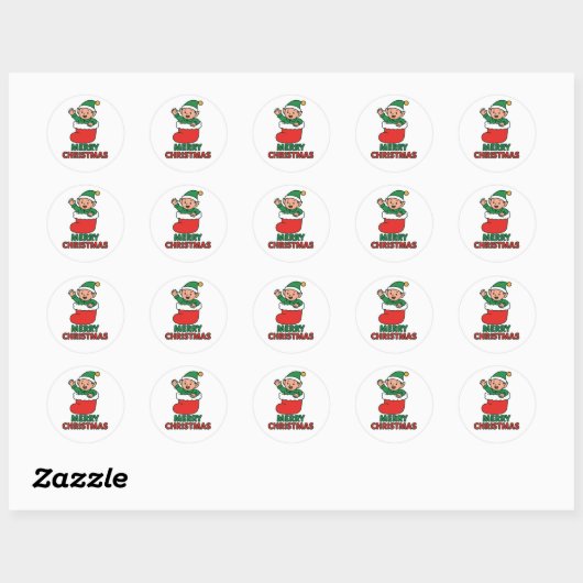 Christmas Elf Ronde Sticker (Vel)