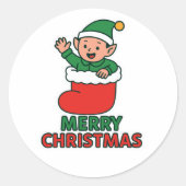 Christmas Elf Ronde Sticker (Voorkant)