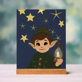 Christmas Elf Starry Night Acrylic Kids Room Acryl Bord