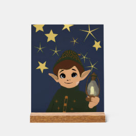 Christmas Elf Starry Night Acrylic Kids Room Acryl Bord