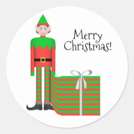 Christmas Elf Sticker - Gestreept cadeaupakket
