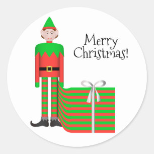 Christmas Elf Sticker - Gestreept cadeaupakket