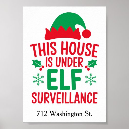 Christmas Elf Surveillance Voeg uw adres toe Klein Poster (Voorkant)