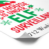 Christmas Elf Surveillance Voeg uw adres toe Klein Poster (Hoek)
