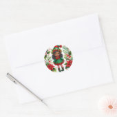 Christmas Elf With Brown Skin Holiday Ronde Sticker (Envelop)