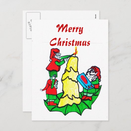 CHRISTMAS ELVES briefkaart (Voorkant / Achterkant)