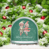 Christmas Elves couple 2 Photo Collage green Sneeuwbol (Kerstmis)