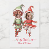 Christmas elves couple voedselcontainer etiket (Enkel label)