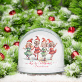 Christmas Elves Family 4 Photo Collage Snow Globe Sneeuwbol (Kerstmis)