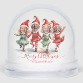 Christmas Elves Family 4 Photo Collage Snow Globe Sneeuwbol (Achterkant)