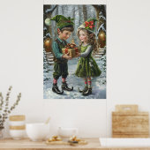 Christmas Elves Gift Exchange – Holiday Woodland Poster (Keuken)