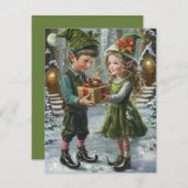 Christmas Elves Gift Exchange – Vakantie Kaart (Voorkant / Achterkant)