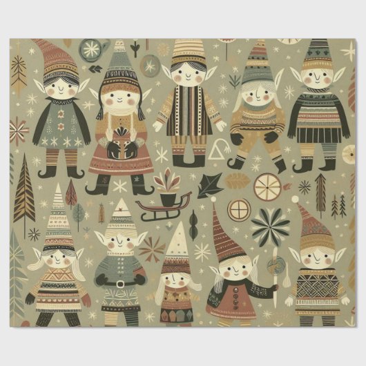 Christmas Elves inpakpapier (Vlak)