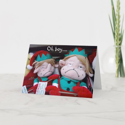 CHRISTMAS ELVES OP STRIEK FEESTDAGEN KAART (Voorkant)