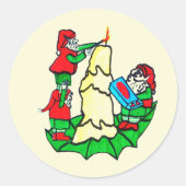 CHRISTMAS ELVES RONDE STICKER (Voorkant)