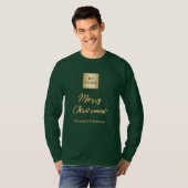 Christmas Emerald Green Gold Business logo naam T-shirt (Voorkant volledig)