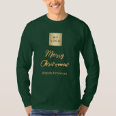 Christmas Emerald Green Gold Business logo naam T-shirt (Voorkant)