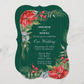 Christmas Emerald Green Poinsettia Kaart (Voorkant / Achterkant)