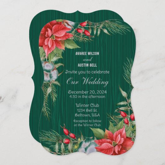 Christmas Emerald Green Poinsettia Kaart (Voorkant / Achterkant)