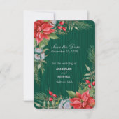 Christmas Emerald Green Poinsettia Save The Date (Voorkant)