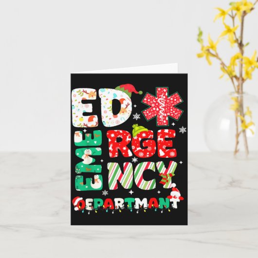 Christmas Emergency Room Er Rn Nurse Department He Kaart (Gele Bloem)