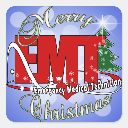 CHRISTMAS EMT Medical Noodtechnicus Vierkante Sticker (Voorkant)