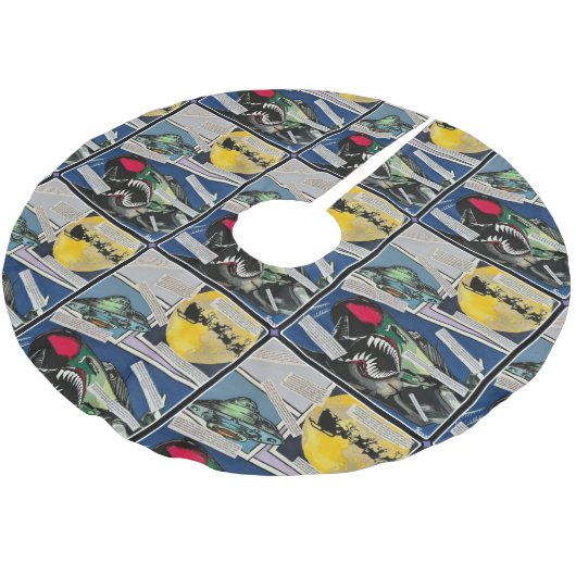 'Christmas Encounters' schilderij op een Kerstboom Rok (Gekanteld)