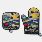 'Christmas Encounters' schilderij op een Ovenwant & Pannenlap Set (Voorkant)