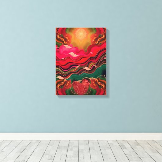 Christmas Energy Bloom – Frequency Wrapped Canvas (Insitu (Houten vloer))